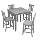 MAYEERTY Set da Pranzo 5 Pezzi, Tavolo Alto Quadrato in Legno con 4 Sedie Imbottite, per Cucina di Piccole Dimensioni, Noce