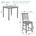 MAYEERTY Set da Pranzo 5 Pezzi, Tavolo Alto Quadrato in Legno con 4 Sedie Imbottite, per Cucina di Piccole Dimensioni, Noce