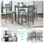 MAYEERTY Set da Pranzo 5 Pezzi, Tavolo Alto Quadrato in Legno con 4 Sedie Imbottite, per Cucina di Piccole Dimensioni, Noce