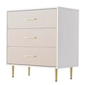 White Drawer Dresser - Modern Wooden Chest w/Gold Legs & Handles for Bedroom/Living Room