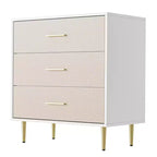 White Drawer Dresser - Modern Wooden Chest w/Gold Legs & Handles for Bedroom/Living Room