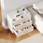 Comò Cassettiera Bianca - Comò Moderno in Legno con Gambe e Maniglie Dorate per Camera da Letto/Soggiorno