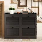 Grande scarpiera in rattan con 4 cassetti a ribalta, portascarpe autoportante con gambe in legno, scarpiera stretta