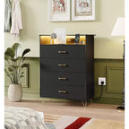 Acekool 4-Drawer Dresser with Charging Station, Modern Chest of Drawers App Control, Large Storage Cabinet for Bedroom & Living Room