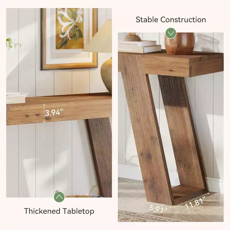 Tavolino consolle Lantine in legno massiccio, 160 cm, tavolo da divano in stile rustico, tavolo d'ingresso per corridoio, atrio, soggiorno