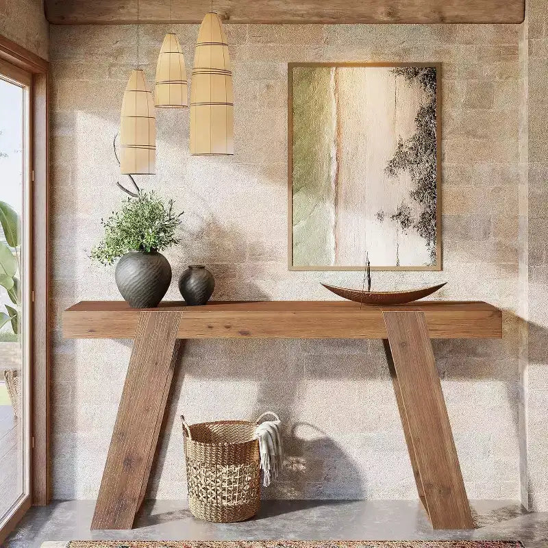 Tavolino consolle Lantine in legno massiccio, 160 cm, tavolo da divano in stile rustico, tavolo d'ingresso per corridoio, atrio, soggiorno
