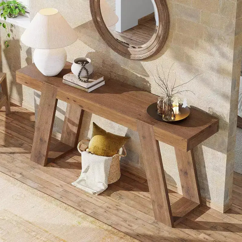 Tavolino consolle Lantine in legno massiccio, 160 cm, tavolo da divano in stile rustico, tavolo d'ingresso per corridoio, atrio, soggiorno