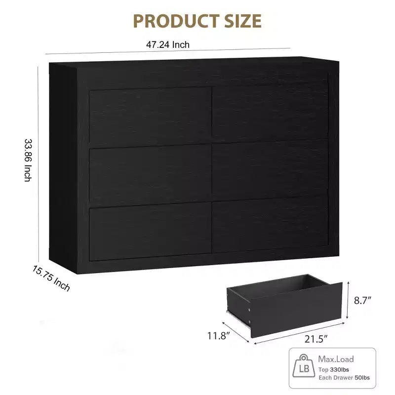 Cassettiera a 6 cassetti per camera da letto, cassettiera ampia con contenitore indipendente, cassettiera portaoggetti in legno per soggiorno, camera da letto, ingresso