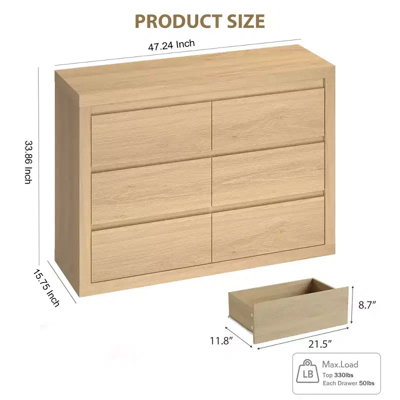 Cassettiera a 6 cassetti per camera da letto, cassettiera ampia con contenitore indipendente, cassettiera portaoggetti in legno per soggiorno, camera da letto, ingresso