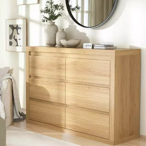 6 Dresser for Bedroom,Wide Drawer Dresser with Storage Freestanding, Wooden Closet Storage Chest for Living Room, Bedroom, Entryway