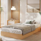 Twin Size Wood Platform Bed Frame, Wooden Bed Frame Without Headboard, Wood Slat Support, No Box Spring Needed, Easy Assembly, Pine