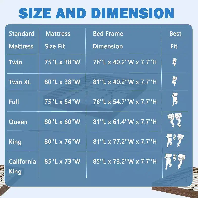 Struttura per letto matrimoniale in legno a piattaforma, Struttura letto in legno senza testiera, Supporto a doghe in legno, Nessuna necessità di rete, Montaggio facile, Pino