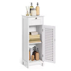 AEELLEEA Mobiletto a Colonna Minimalista, Sottile, da Terra, Stretto - Cassetto e Ante a Persiana per Bagno, Soggiorno, Camera da Letto, Ingresso, Bianco