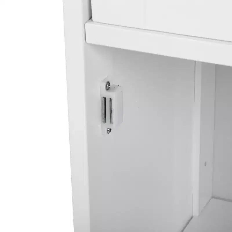 AEELLEEA Mobiletto a Colonna Minimalista, Sottile, da Terra, Stretto - Cassetto e Ante a Persiana per Bagno, Soggiorno, Camera da Letto, Ingresso, Bianco