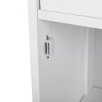 AEELLEEA Mobiletto a Colonna Minimalista, Sottile, da Terra, Stretto - Cassetto e Ante a Persiana per Bagno, Soggiorno, Camera da Letto, Ingresso, Bianco