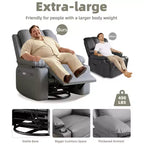 Poltrone Reclinabili Oversize con Funzione Riscaldante e Massaggiante - Poltrona Reclinabile Girevole a 360° per Adulti con Portaoggetti, Ideale per Soggiorni, Camere da Letto e Asili Nido