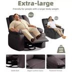 Poltrone Reclinabili Oversize con Funzione Riscaldante e Massaggiante - Poltrona Reclinabile Girevole a 360° per Adulti con Portaoggetti, Ideale per Soggiorni, Camere da Letto e Asili Nido