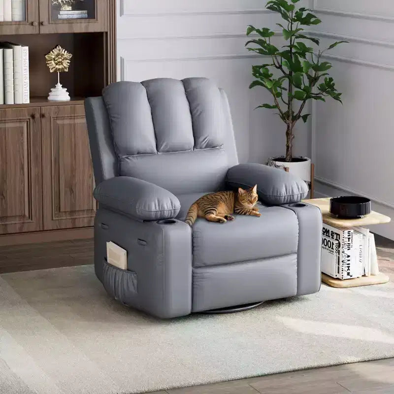 Poltrone Reclinabili Oversize con Funzione Riscaldante e Massaggiante - Poltrona Reclinabile Girevole a 360° per Adulti con Portaoggetti, Ideale per Soggiorni, Camere da Letto e Asili Nido