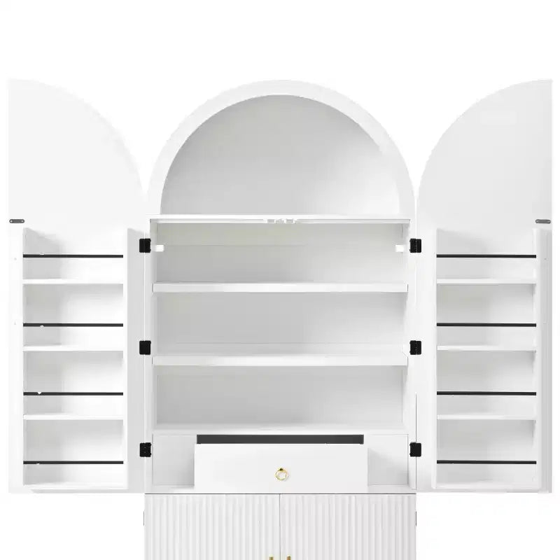 Dispensa da cucina autoportante ad arco alta 72 pollici con ripiani regolabili e cassetto nascosto per cucina, sala da pranzo o soggiorno-Panipeachy