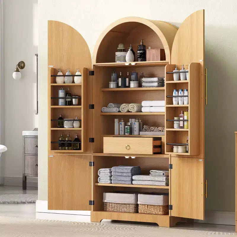 Dispensa da cucina autoportante ad arco alta 72 pollici con ripiani regolabili e cassetto nascosto per cucina, sala da pranzo o soggiorno-Panipeachy