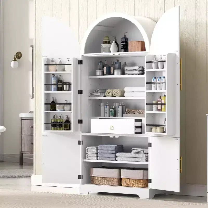 Dispensa da cucina autoportante ad arco alta 72 pollici con ripiani regolabili e cassetto nascosto per cucina, sala da pranzo o soggiorno-Panipeachy