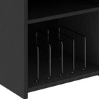 Scrivania per Computer a U Scrivania da Gaming con Cassetti e Ripiani Contenitori e Scaffale per Dischi Espositivo Nero