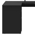 Scrivania per Computer a U Scrivania da Gaming con Cassetti e Ripiani Contenitori e Scaffale per Dischi Espositivo Nero