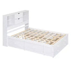 Luxystar Letto con piattaforma in legno con testiera contenitore e 8 cassetti
