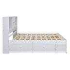 Luxystar Letto con piattaforma in legno con testiera contenitore e 8 cassetti