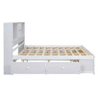 Luxystar Letto con piattaforma in legno con testiera contenitore e 8 cassetti