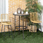 Set di 2 sgabelli da bar in rattan con gambe in acciaio e poggiapiedi per sala da pranzo, cucina, pub, colore giallo