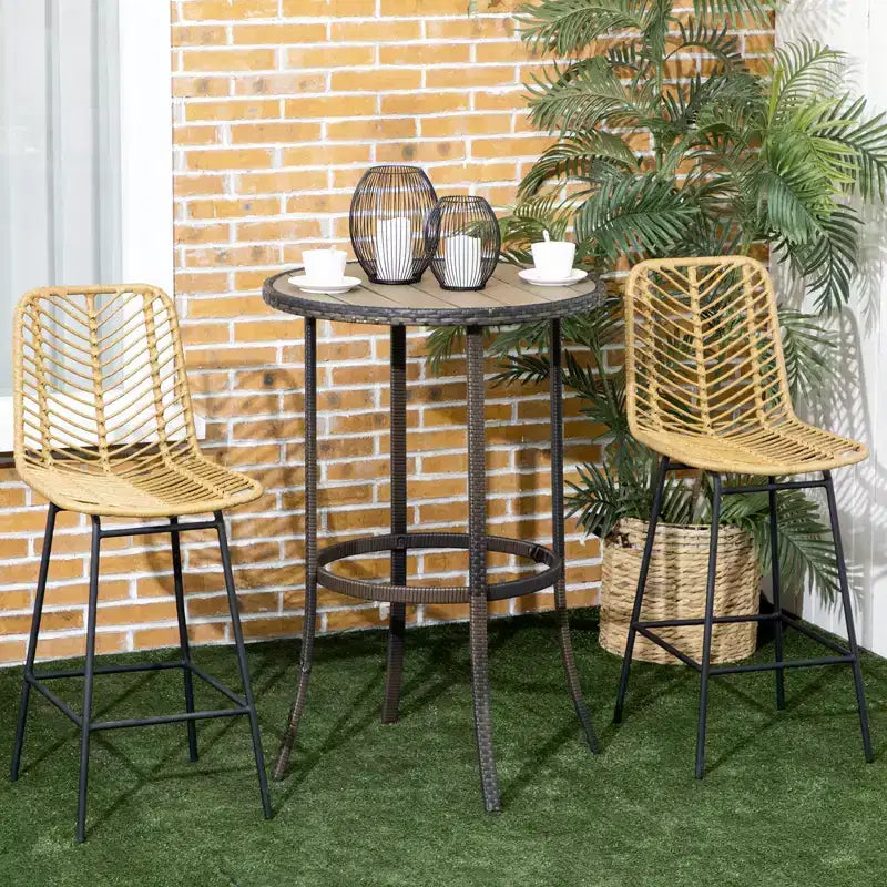 Set di 2 sgabelli da bar in rattan con gambe in acciaio e poggiapiedi per sala da pranzo, cucina, pub, colore giallo