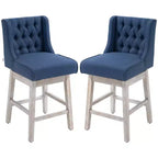 Swivel Bar Stools Set of 2, 27 Counter Height Stools with Linen Upholstery and Button Tufted Design for Kitchen