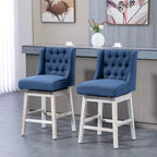 Set di 2 sgabelli da bar girevoli, sgabelli da 68,5 cm con rivestimento in lino e design capitonné per la cucina