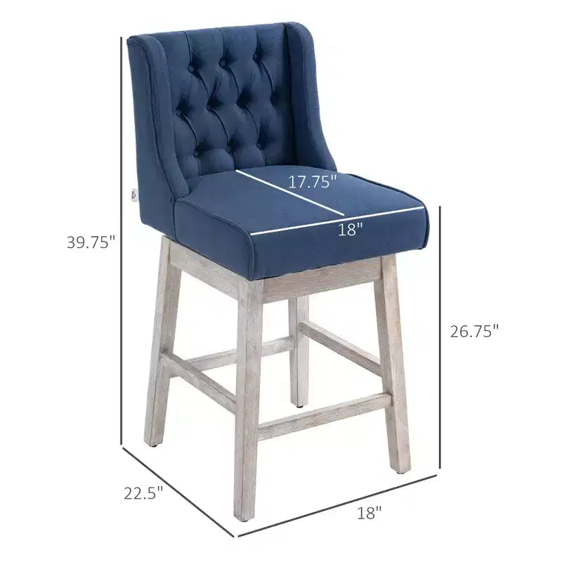 Set di 2 sgabelli da bar girevoli, sgabelli da 68,5 cm con rivestimento in lino e design capitonné per la cucina