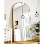 Specchio a figura intera 58x21 pollici Specchio da terra autoportante Specchio intero con supporto, stile ad arco dorato