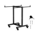 VEVOR Folding Chair Rack, 200 LBS Capacity, T-shape Chair Cart for 14 Chairs, Heavy-duty Metal Chair Storage Dolly with Rubber Wheels, Matte Black