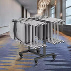 VEVOR Carrello Porta Sedie Pieghevoli, Capacità 90 kg, Carrello a T per 14 Sedie, Carrello Porta Sedie Pesanti in Metallo con Ruote in Gomma, Nero Opaco
