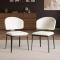 Luck Live Farmhouse Armless Dining Chair Set, Metal Dining Chairs for Multi-scenario Use, Off-white (Set Of 2)