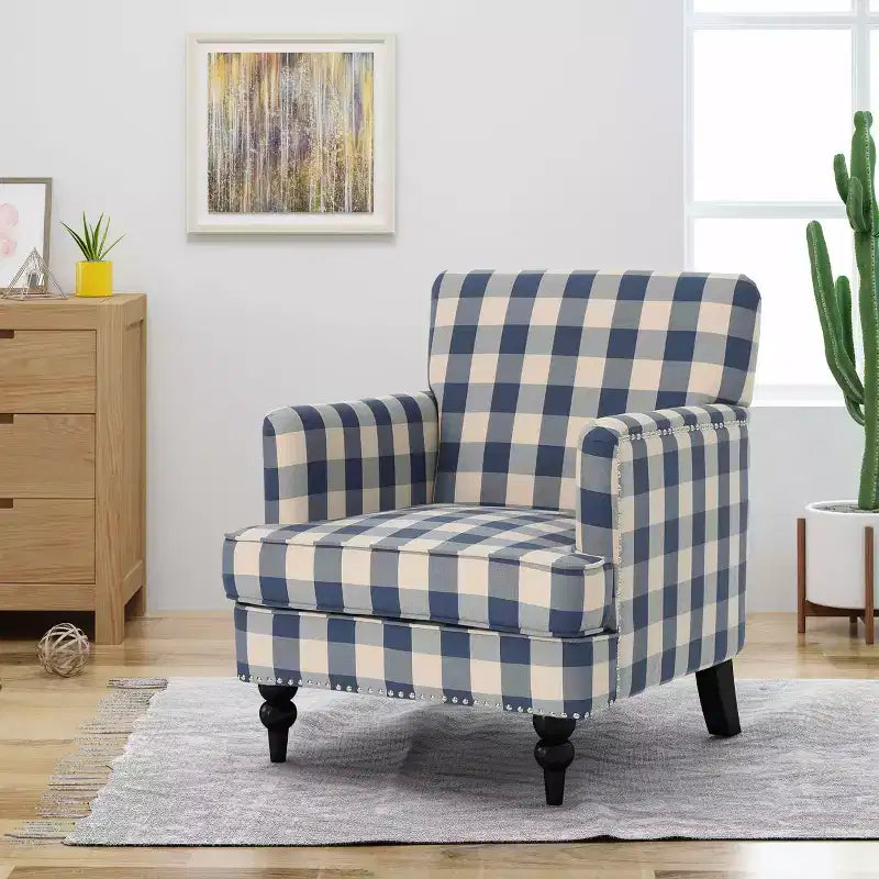 MAYEERTY Harrison Tufted Club Chair, Tufted Backrest Soft Upholstery, Living Room Bedroom Leisure