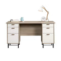 GDFStudio Ellington 56 Modern 6 Drawer Wood Office Desk with Metal Base