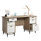 Scrivania moderna GDFStudio Ellington 56 con 6 cassetti in legno e base in metallo