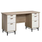 Scrivania moderna GDFStudio Ellington 56 con 6 cassetti in legno e base in metallo