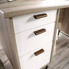 Scrivania moderna GDFStudio Ellington 56 con 6 cassetti in legno e base in metallo
