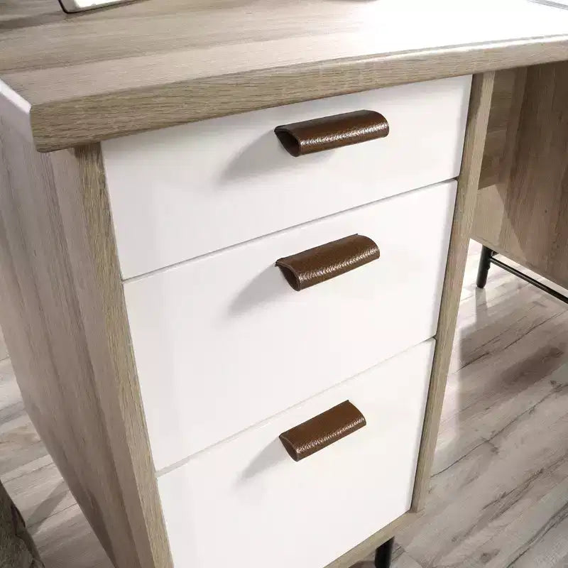 Scrivania moderna GDFStudio Ellington 56 con 6 cassetti in legno e base in metallo