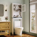 Over The Toilet Storage Cabinet, Space-Saving Above Bathroom Shelf Organizer with Adjustable Shelves, Small Freestanding Cabinet with Anti-Tip Device