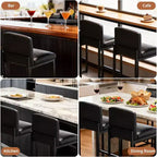 2 Sgabelli da Bar Moderni, Sedie da Bancone Rivestite in Ecopelle Altezza 63 cm con Schienale e Piedini Antiscivolo Regolabili per Isola della Cucina