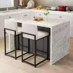 2 Sgabelli da Bar Moderni, Sedie da Bancone Rivestite in Ecopelle Altezza 63 cm con Schienale e Piedini Antiscivolo Regolabili per Isola della Cucina