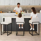 2 Sgabelli da Bar Moderni, Sedie da Bancone Rivestite in Ecopelle Altezza 63 cm con Schienale e Piedini Antiscivolo Regolabili per Isola della Cucina