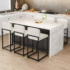 2 Sgabelli da Bar Moderni, Sedie da Bancone Rivestite in Ecopelle Altezza 63 cm con Schienale e Piedini Antiscivolo Regolabili per Isola della Cucina